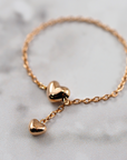 MITURE ミチュール K10PG Heart ハート チェーンリング 正面写真|ぷっくりとしたハートが可愛いピンクゴールドリング