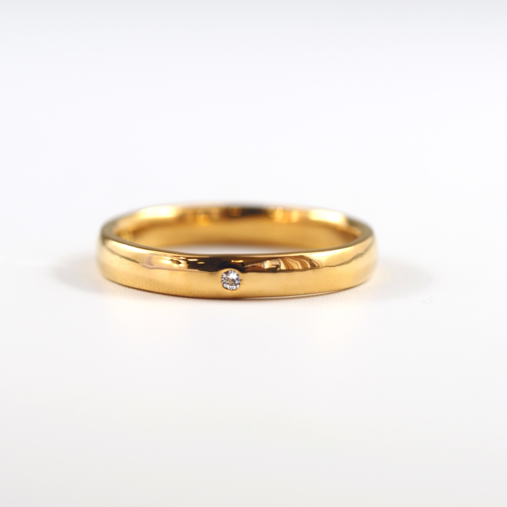 K24 pure gold ダイヤモンド甲丸リング|山梨県甲府市で製作されたMITUREの純金リング