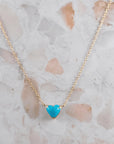 MITURE ミチュール K18 Turquoise ターコイズ ネックレス 正面写真|山梨県甲府市のジュエリーブランドが贈る、ハート型ターコイズのネックレス