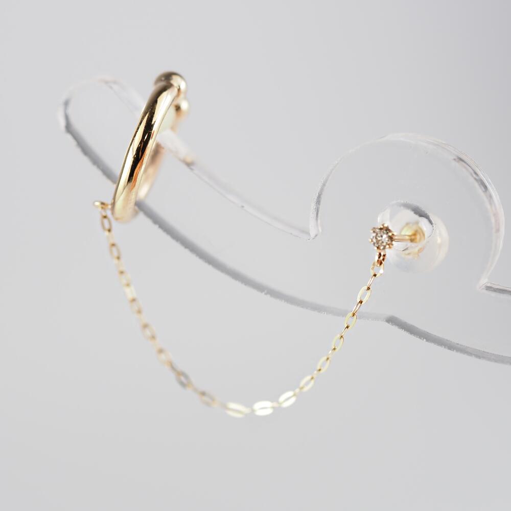 MITURE ミチュール K10 Loop ループ ピアス&イヤーカフ 正面写真|地金とダイヤの一体型ジュエリー