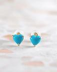 MITURE ミチュール K18 Turquoise ターコイズ ピアス 正面写真|山梨県甲府市のジュエリーブランドが贈る、ハート型ターコイズの可愛らしいピアス