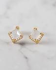 MITURE ミチュール K18 chalcedony カルセドニー ピアス 正面写真|山梨県甲府市のジュエリーブランドが贈る、淡いブルーが優しく光る天然石ピアス
