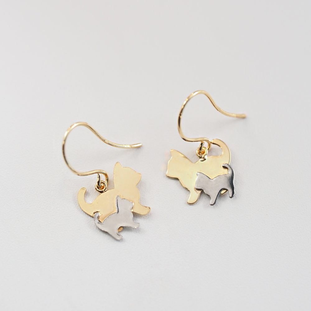 MITURE ミチュール キャット親子ピアス|K18とプラチナが織りなす上品な猫モチーフピアス