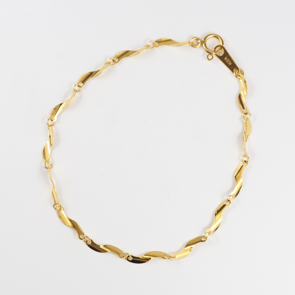 K24 pure gold Twist/ピュアゴールド ツイスト ブレスレット MITURE ミチュール K24 純金ブレスレット 正面全体写真|山梨県甲府市のジュエリーブランド