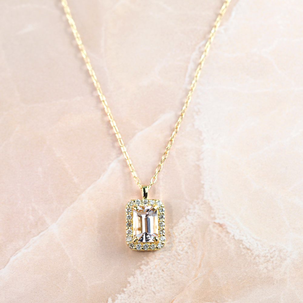 K18 briller/ブリエ スクエア モルガナイト ネックレス｜山梨県甲府市