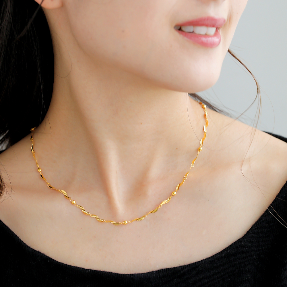 ANGLE ピュアゴールドネックレス K24 pure gold Twist/ピュアゴールド ツイスト ネックレス｜山梨県甲府