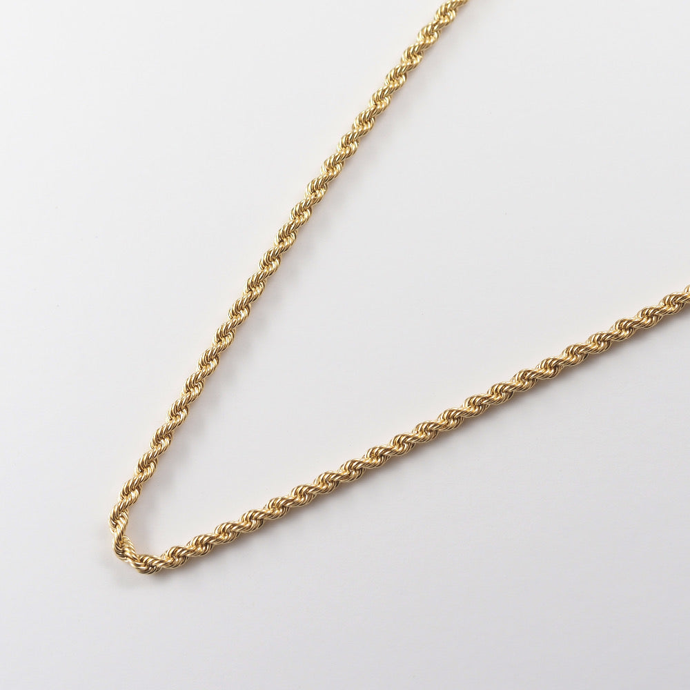 K18 rope / ロープ ネックレス|螺旋状に編まれた存在感ある太めチェーン