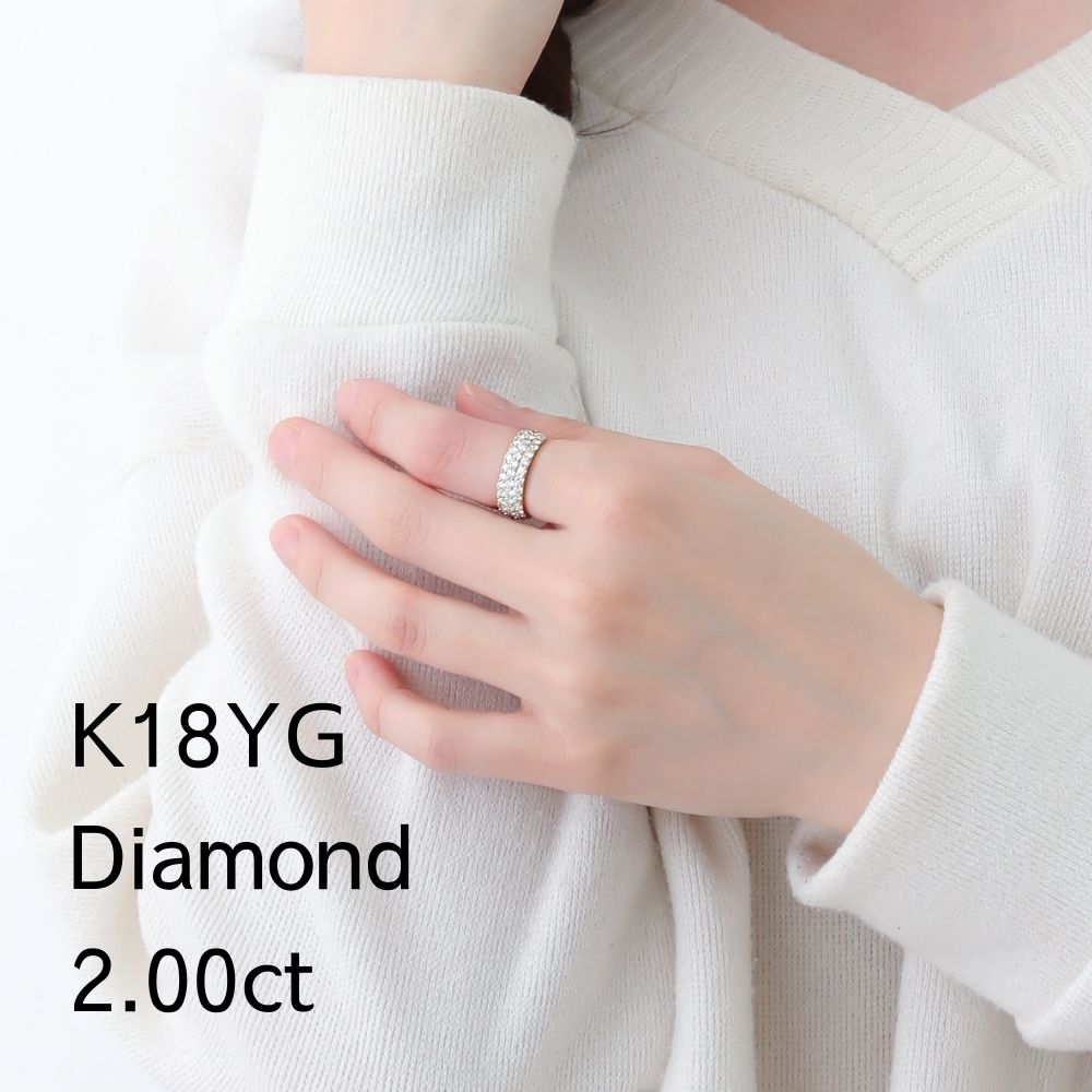 K18 Pave リング|隙間なくセッティングされたダイヤが放つ強い輝き モデル着用