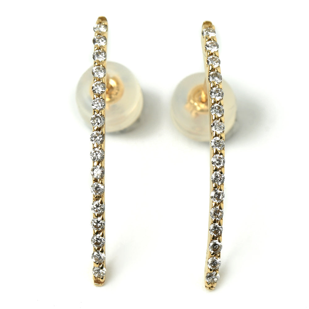 K18 straight line ダイヤモンドピアス|縦長デザインが美しいスタイリッシュピアス