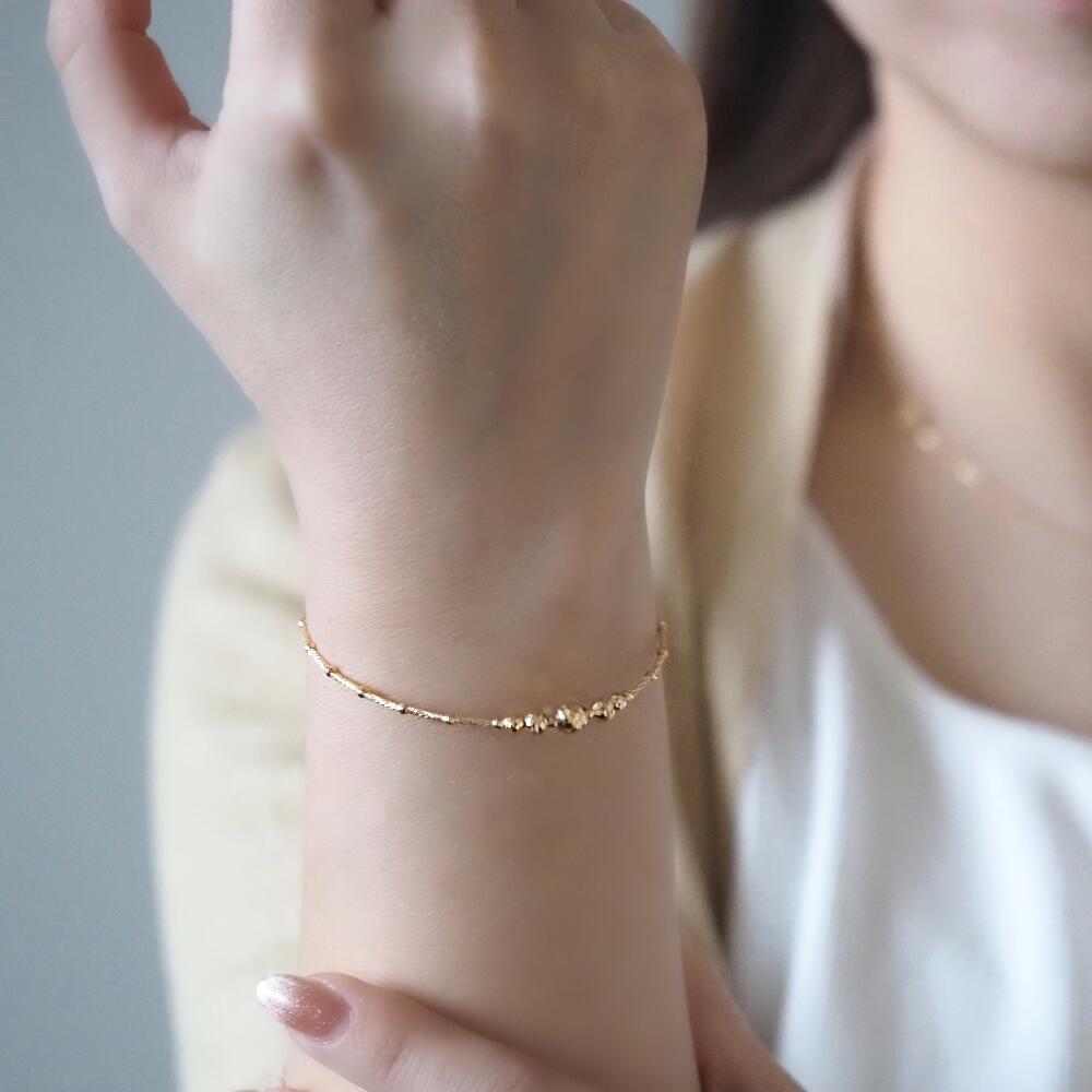 K18 ルキナ ブレスレット|カット面がきらめく高級感ある地金ブレスレット