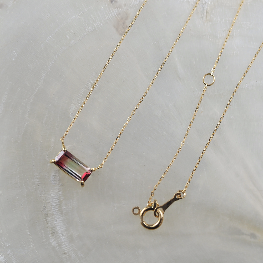 K18 トルマリン ネックレス マルチカラー 洗浄済み ワイヤー新品交換