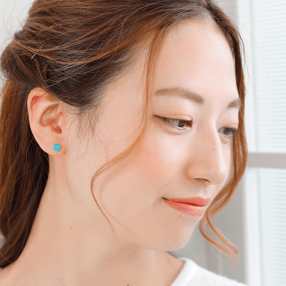 未使用品 k18 天然ターコイズ ピアス K18 Turquoise/ターコイズ ピアス｜山梨県甲府市のジュエリー