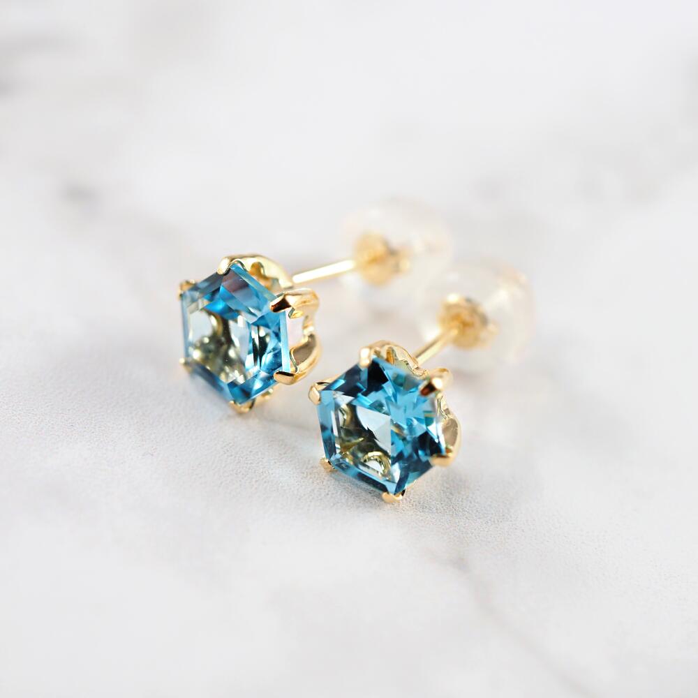 K18 Blue topaz Hexa/ブルートパーズ ヘキサ ピアス｜山梨県甲府