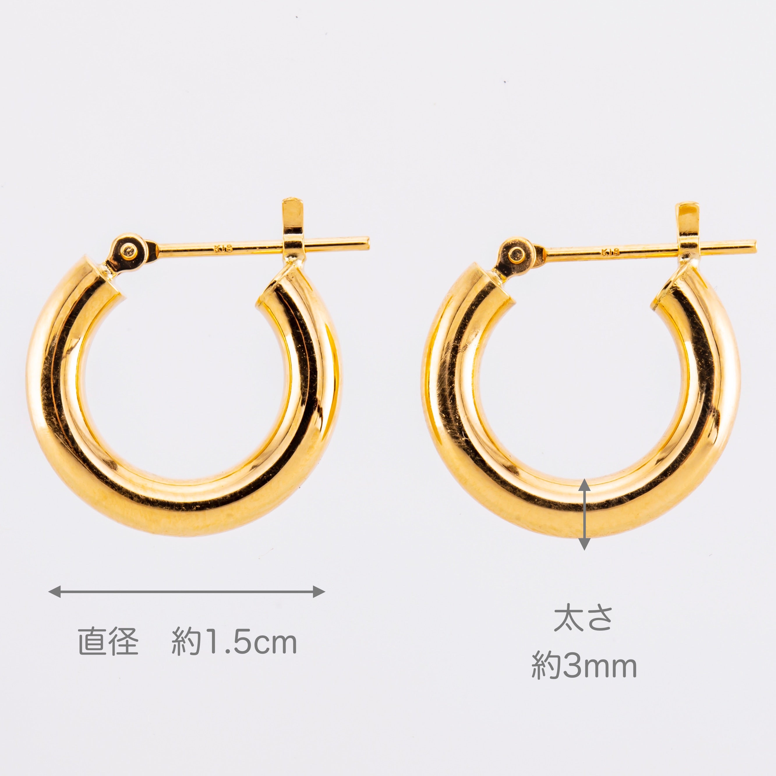 K18 Moon/ムーン 3×15 ピアス｜山梨県甲府市のジュエリーブランド