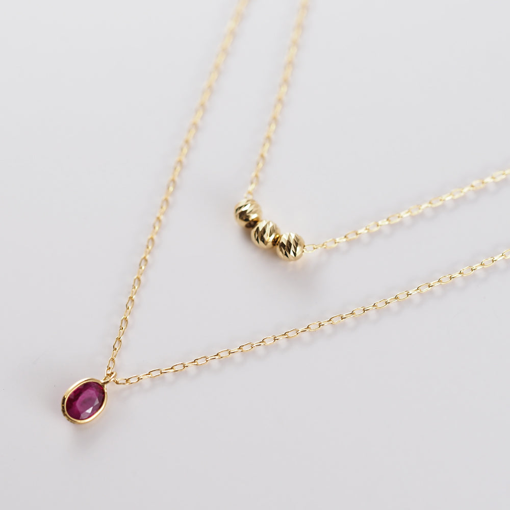 K18 double/ダブル 2連ルビー ネックレス｜山梨県甲府市のジュエリー